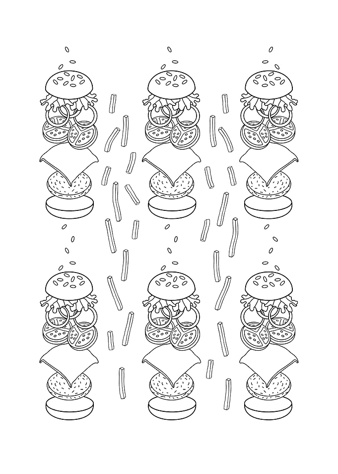 Burger and chips pattern