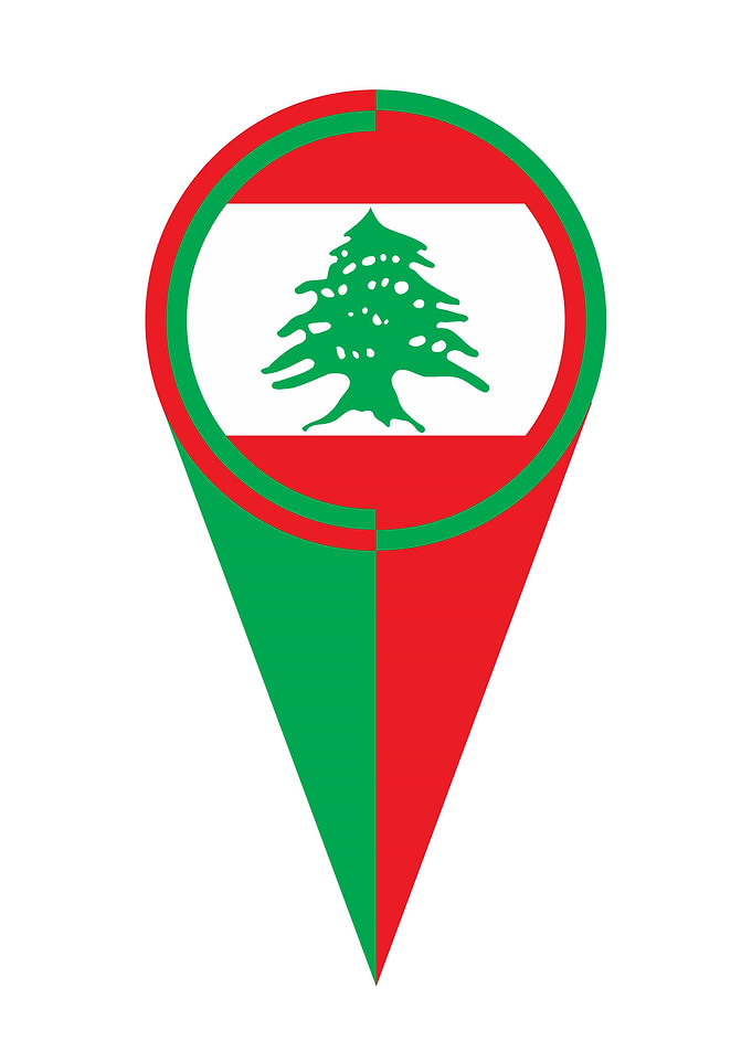 Lebanon Map Pointer Flag