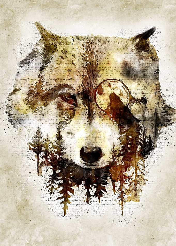 Wolf Head Vintage Wall Art