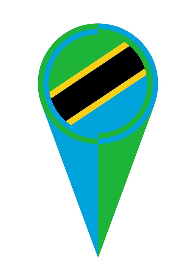 Tanzania Map Pointer Flag