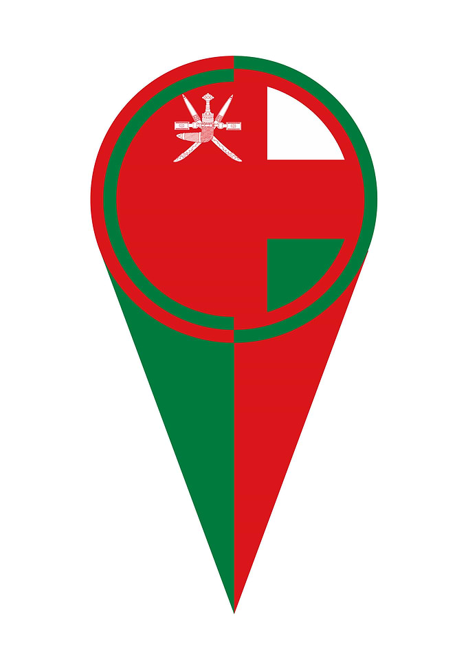 Oman Map Pointer Flag