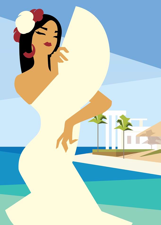 Spanish Lady on ocean shor