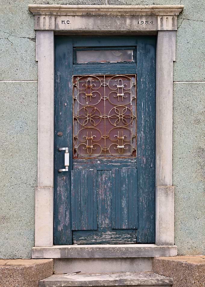 Blue wooden door