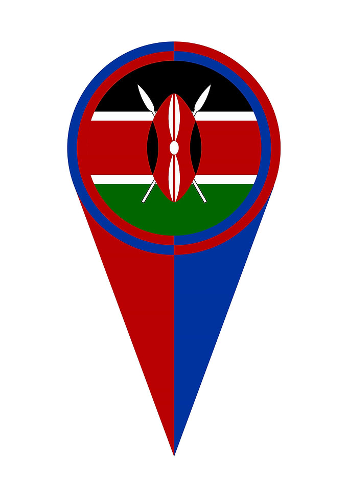Kenya Map Pointer Flag