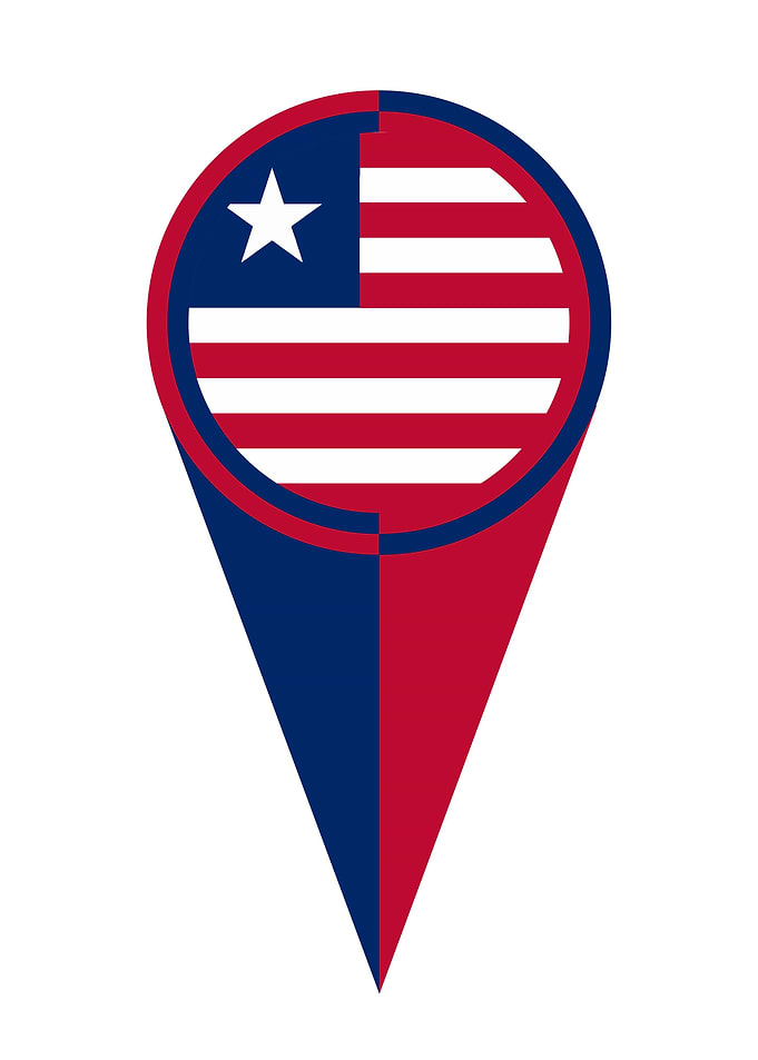 Liberia Map Pointer Flag