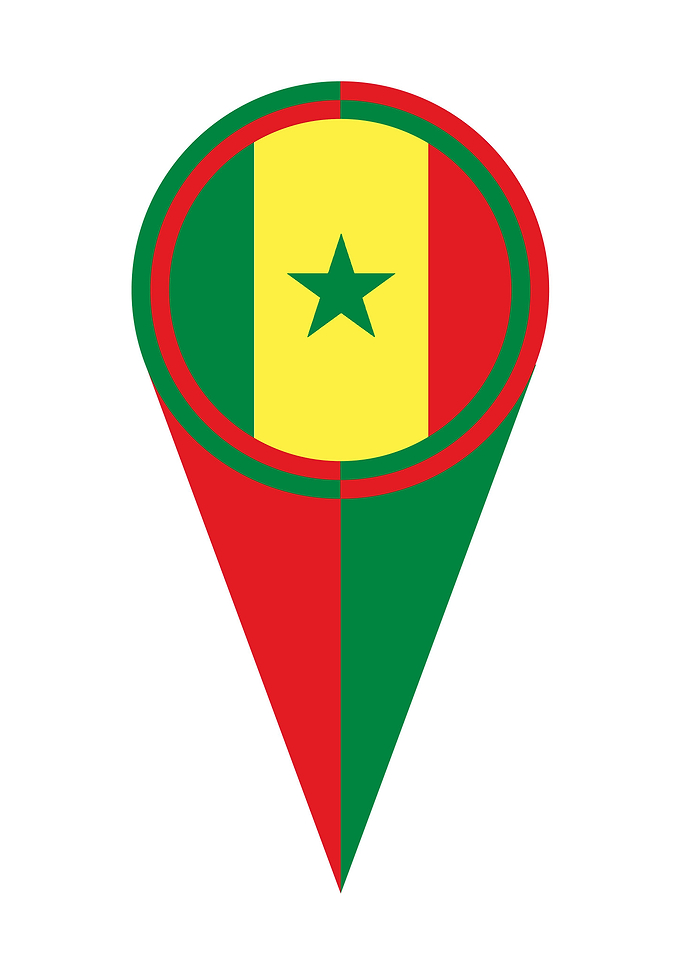 Senegal Map Pointer Flag