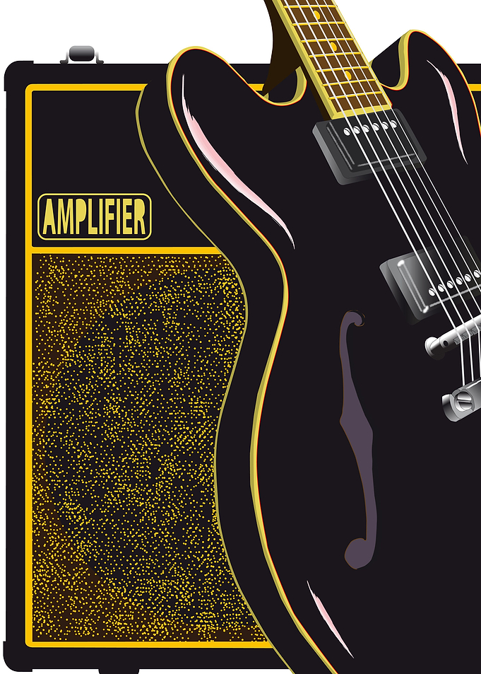 Black Guitar And Amplifier