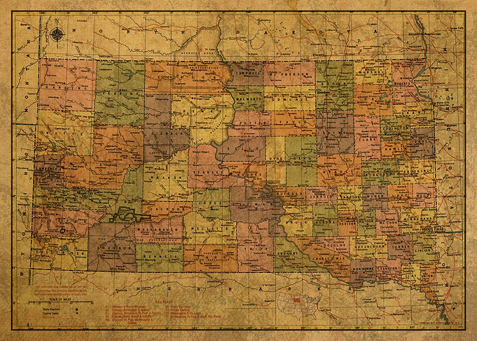 South Dakota Map 1958
