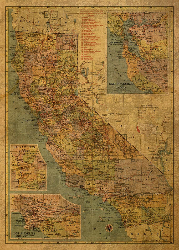 California Map 1958 State