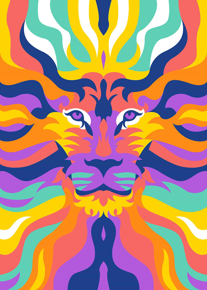7 Color Pop Art Lion