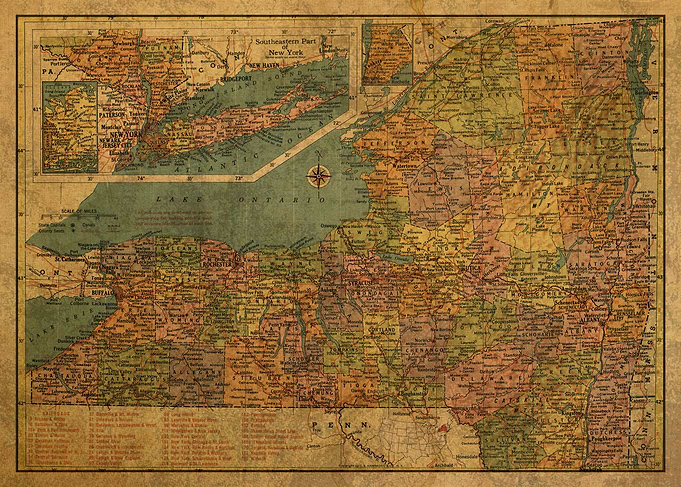 New York Map 1958 State
