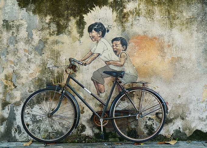 graffiti children bicycle