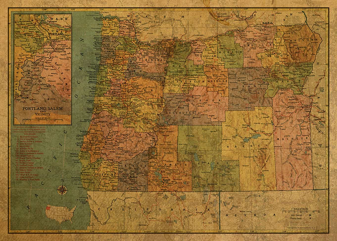 Oregon Map 1958 State