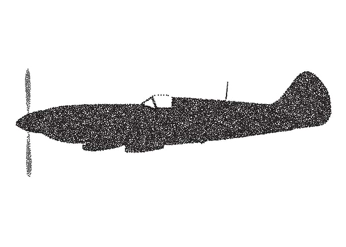 Fighter Plane Dotted Silho