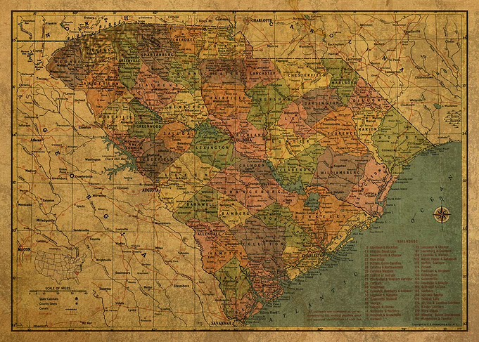 South Carolina Map 1958