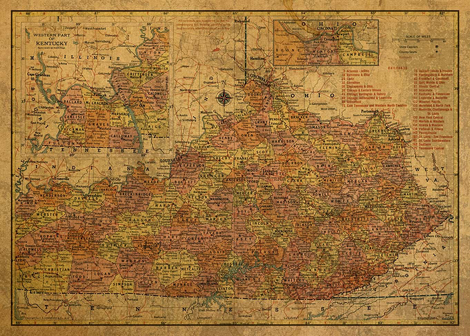 Kentucky Map 1958 State