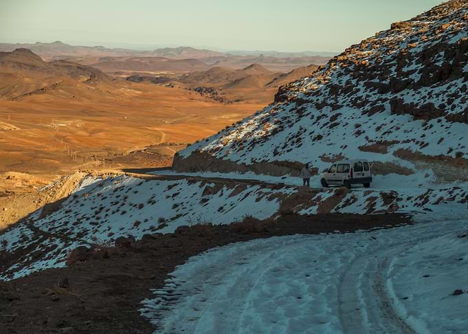 Snow in the desert