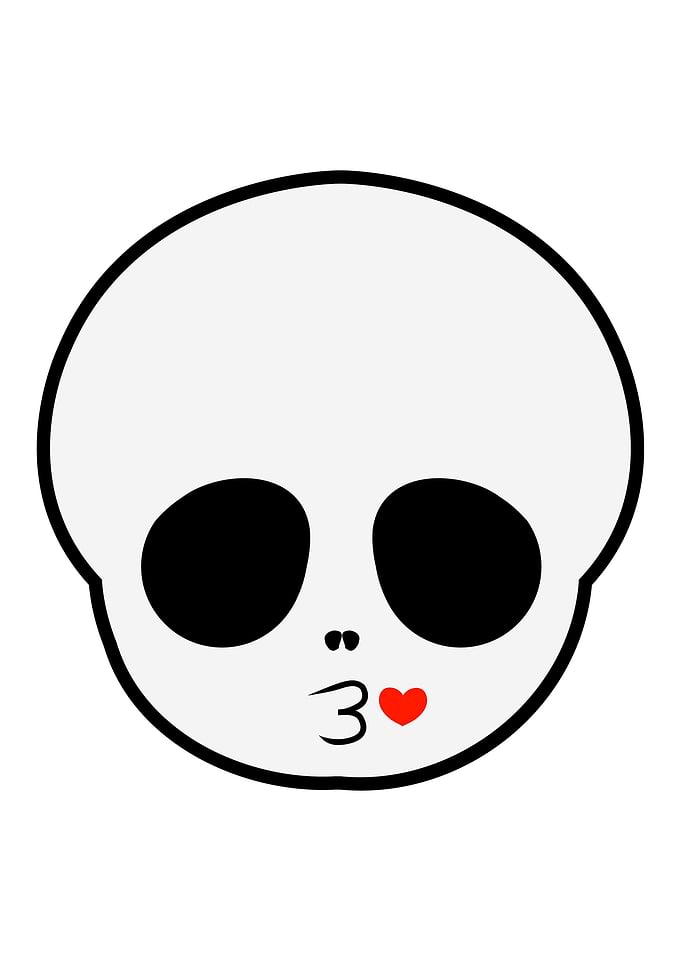 cute skull blowing kisses