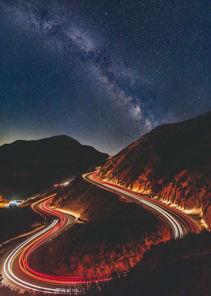 Road under the stars
