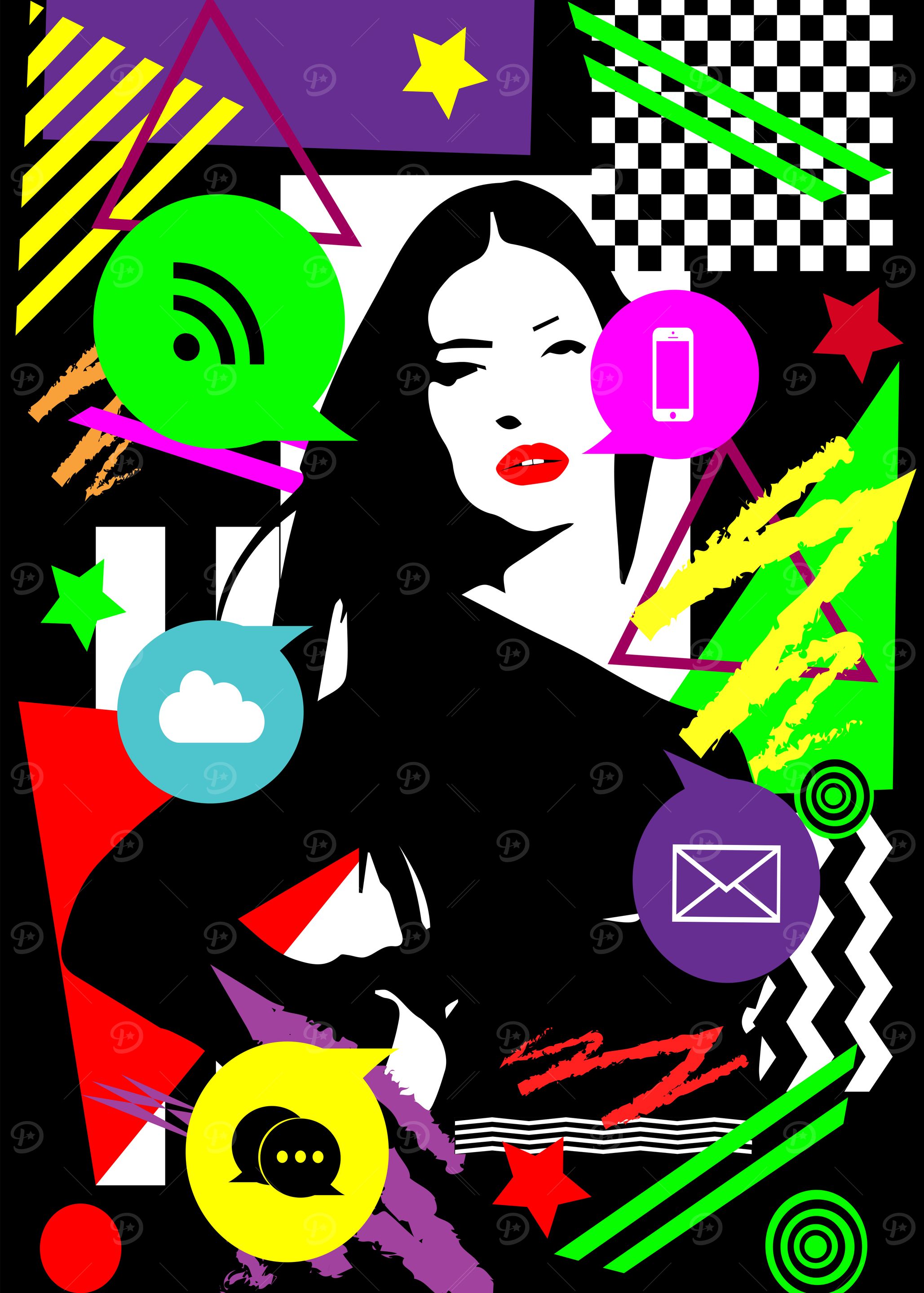 Technology face of a girl