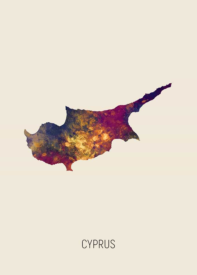 Cuba map watercolor waterc