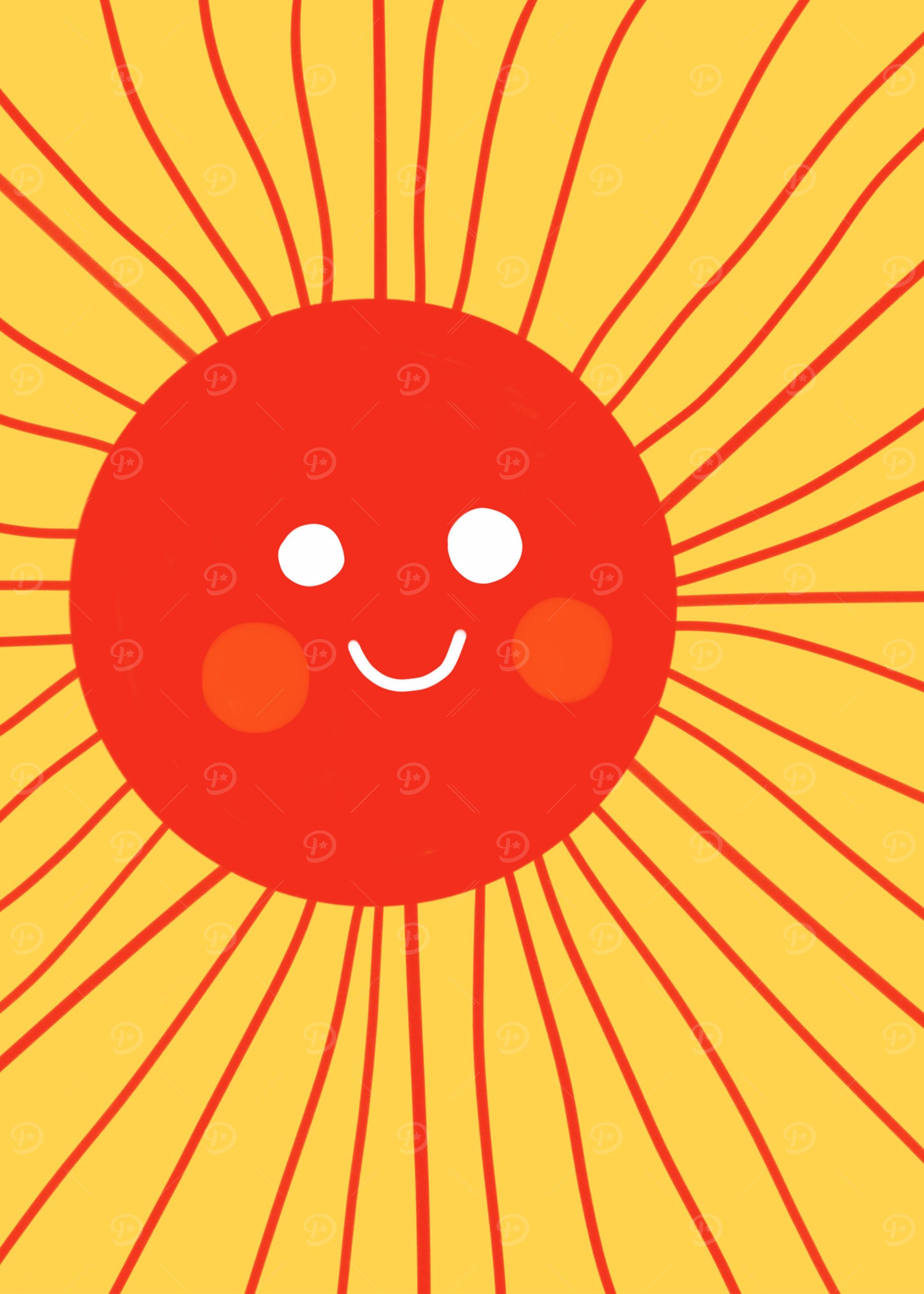 Cute sun smile watercolor