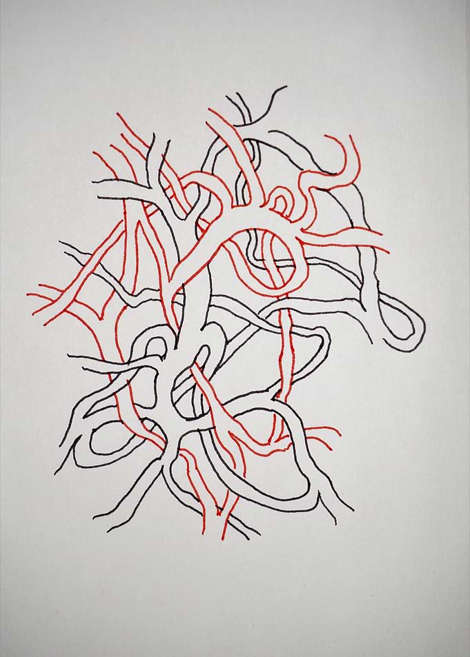 Abstract in red and black