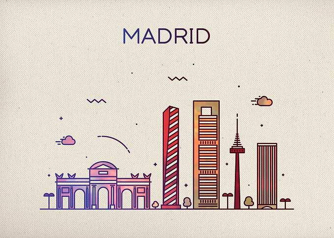 Madrid Spain City Skyline