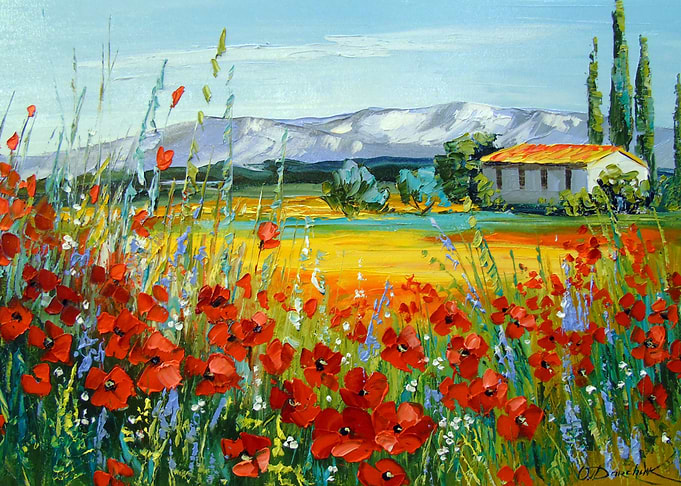 Poppy field near the mount