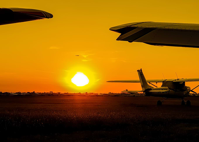 Sunset at the airport