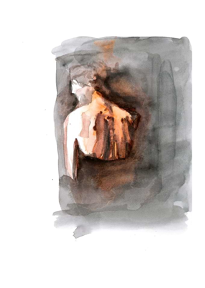 back watercolor portrait