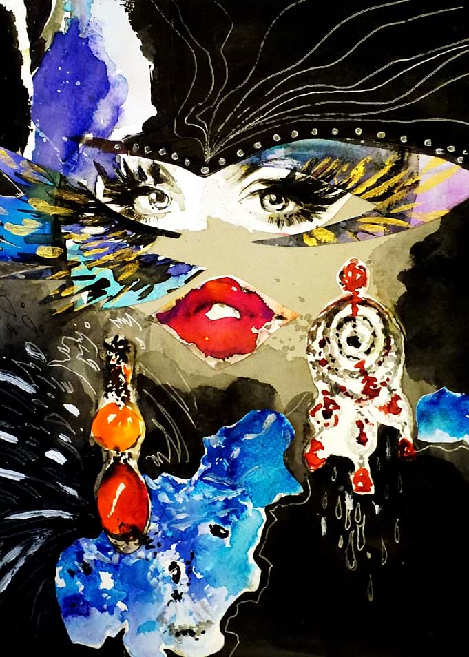 Gold Lashes Collage Art
