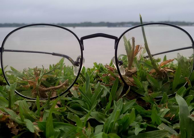 goggles in river