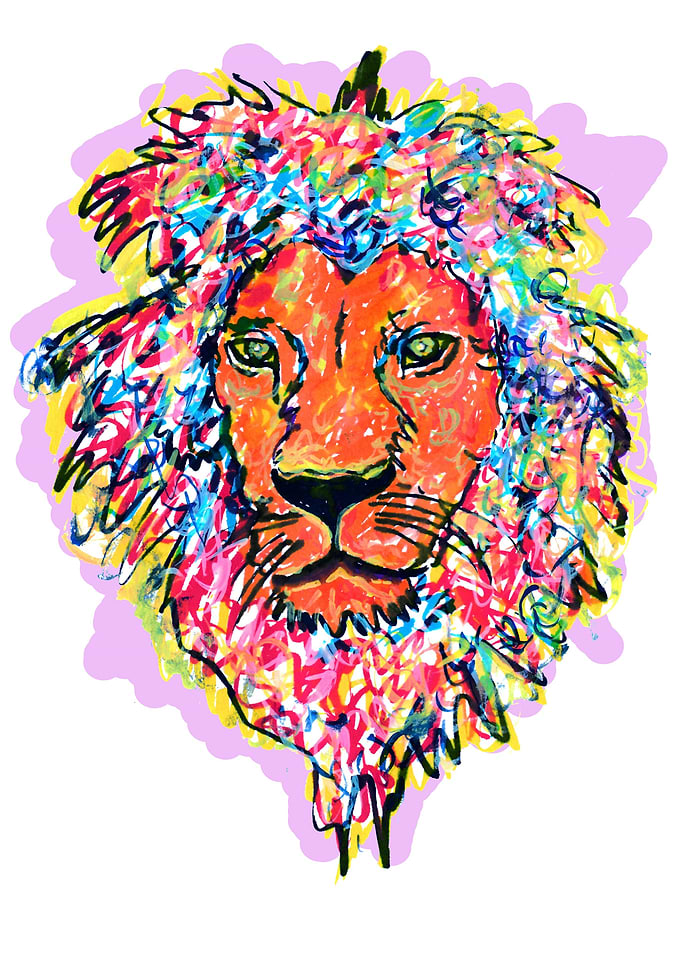 lion head abstract art