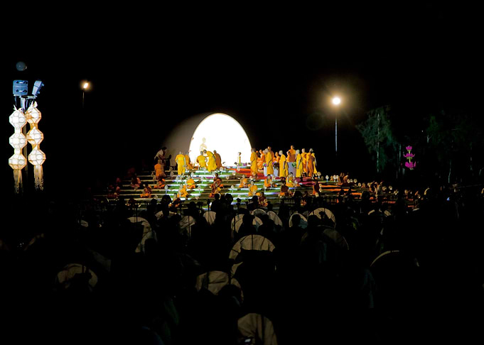 Monks gathering for prayer