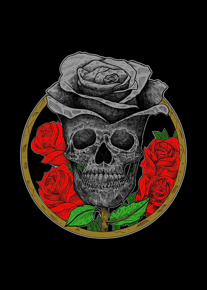 skull head rose color