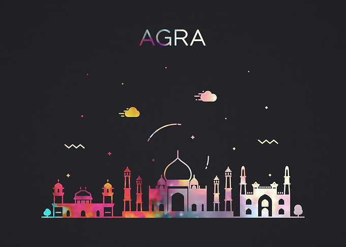 Agra India City Skyline