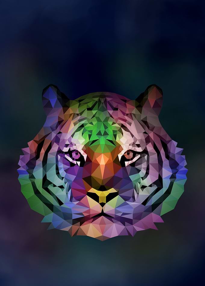 Polygonal colorful tiger