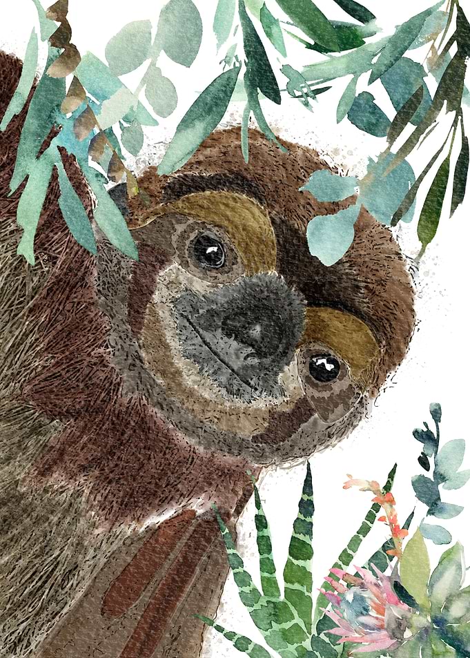 Sloth Watercolor Wall Art