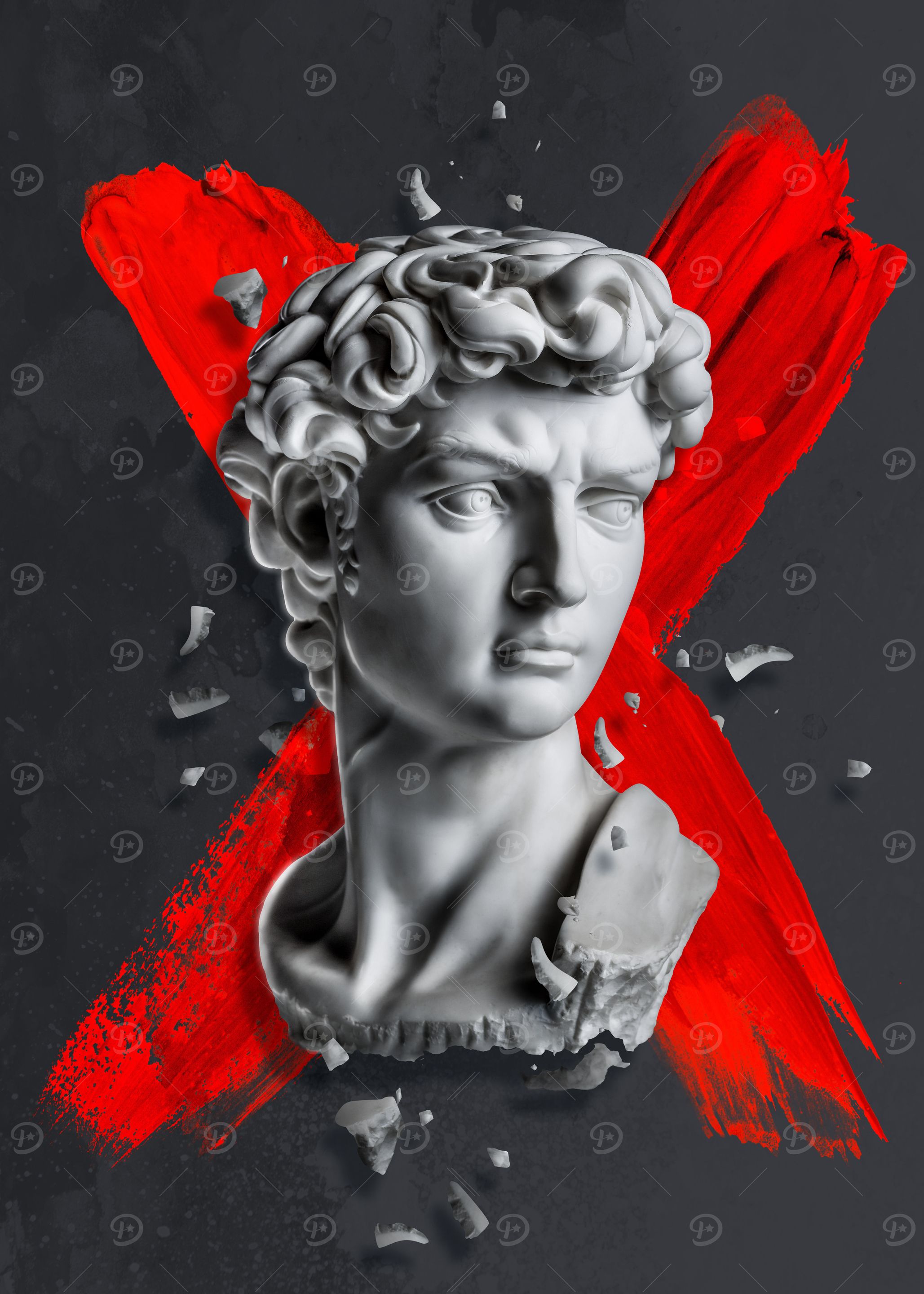 Michelangelos David red X