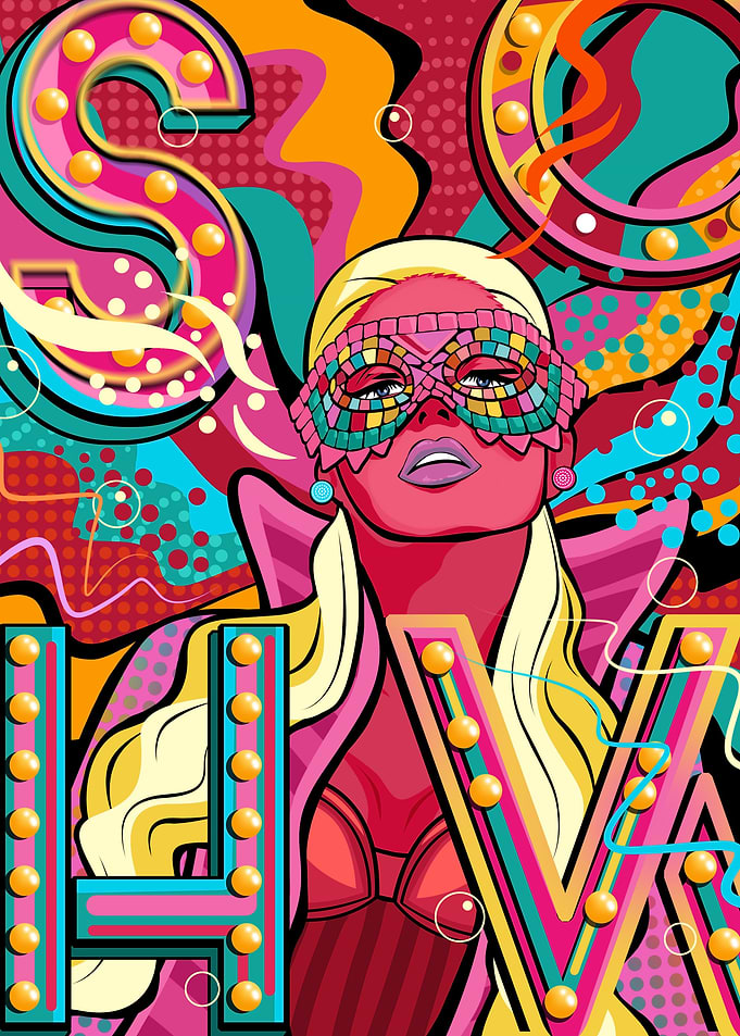 Colorful Girl Punk Hip Hop