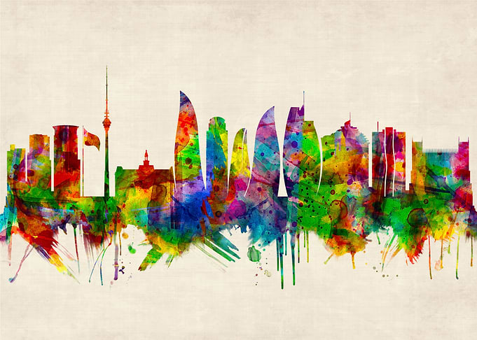 Baku Azerbaijan Skyline