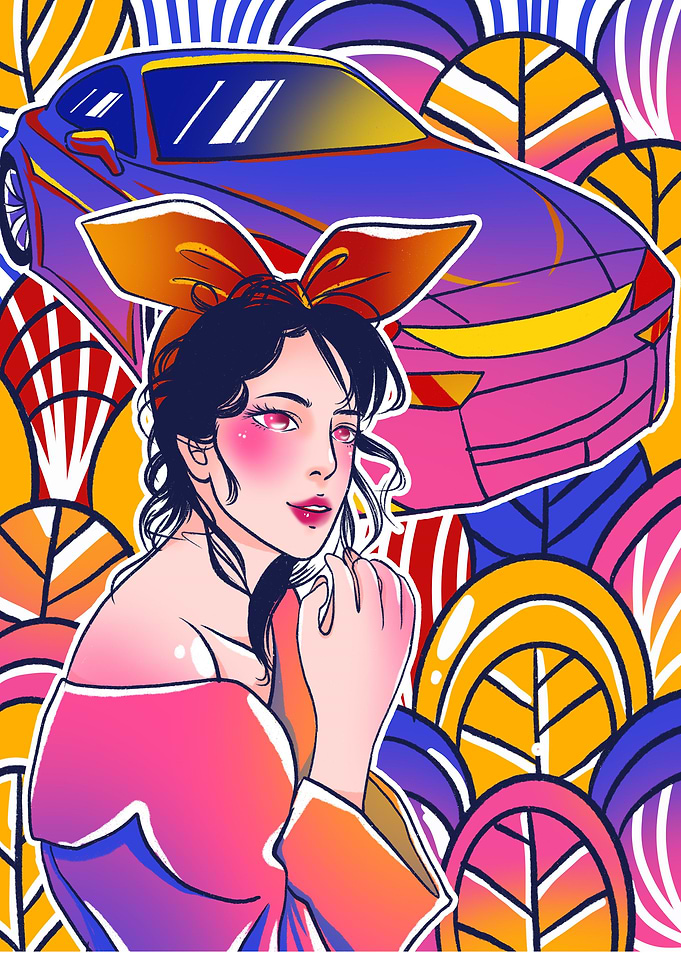 Car Colorful Woman