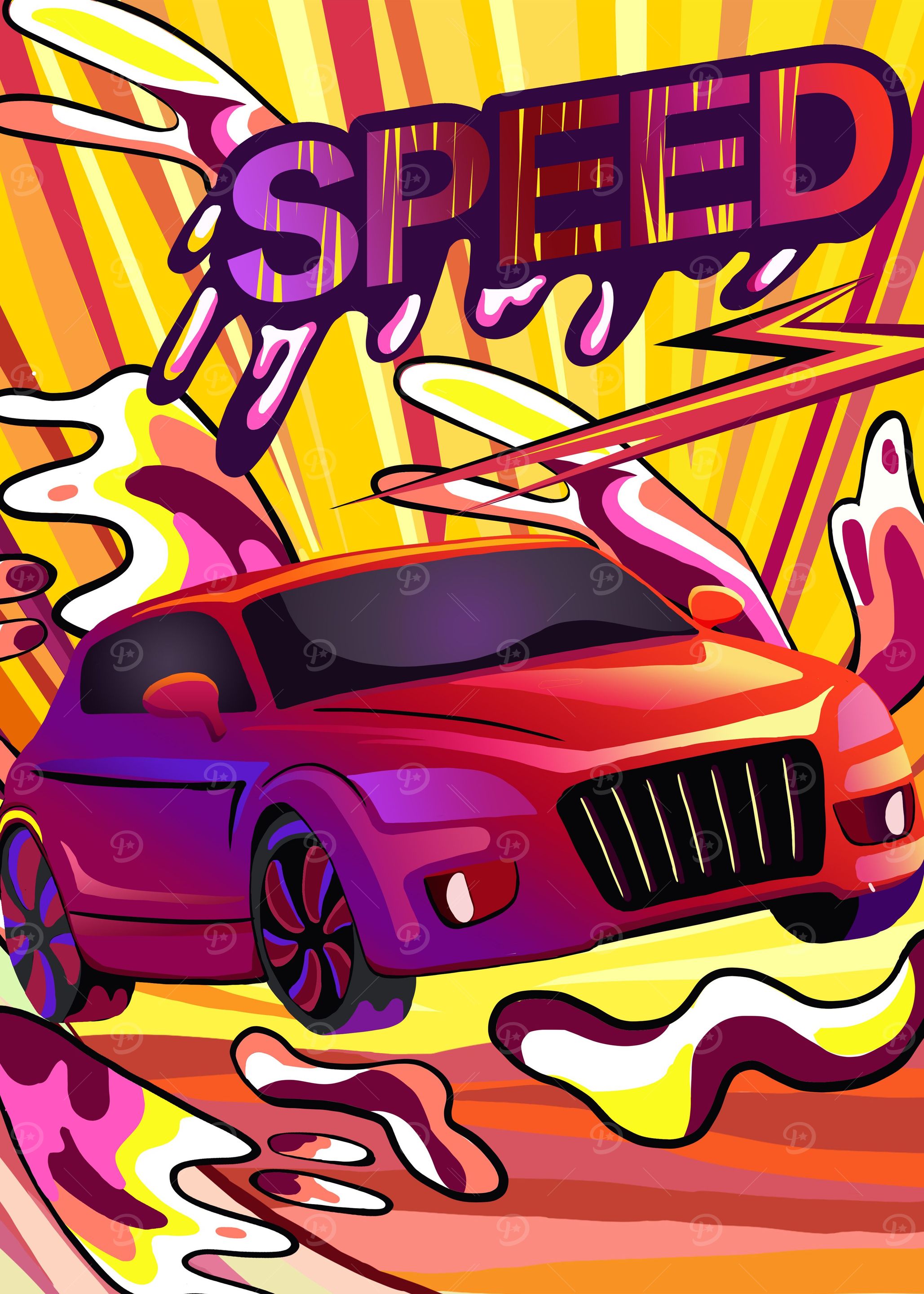 Cartoon Speeding Car