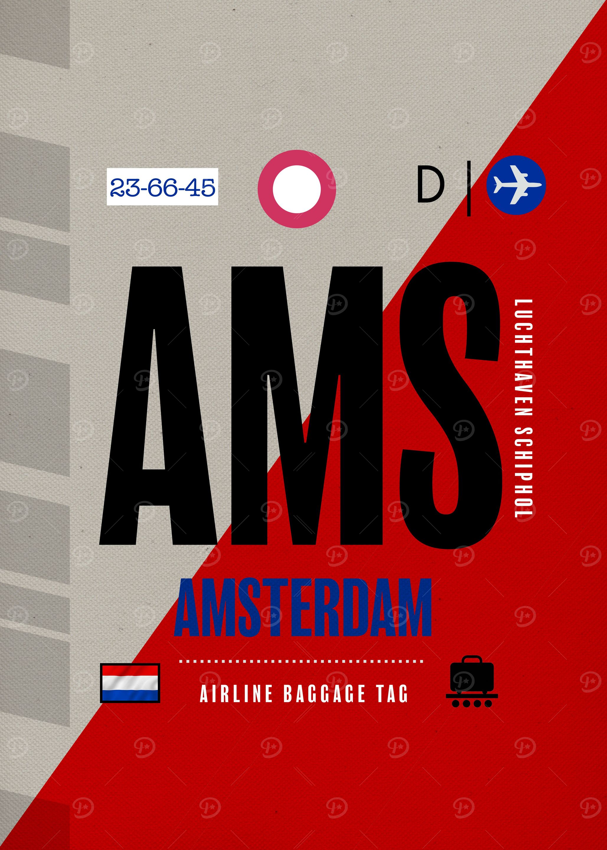 Amsterdam AMS Airport Tag