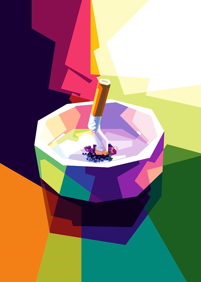 Smoke and ashtray Popart