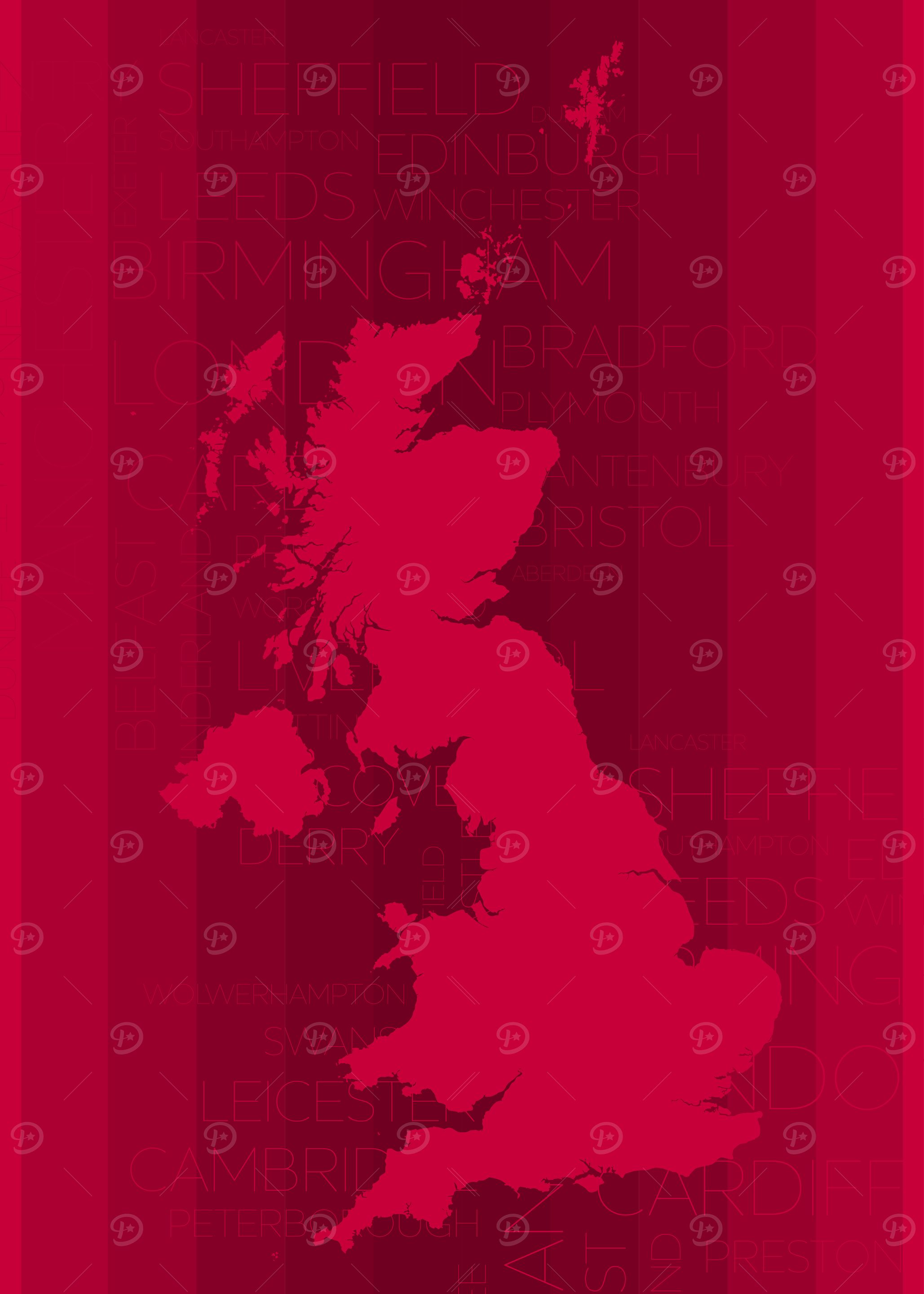 UK map on stripes back