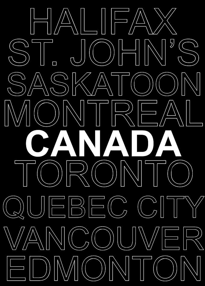 CANADA Cities Black White