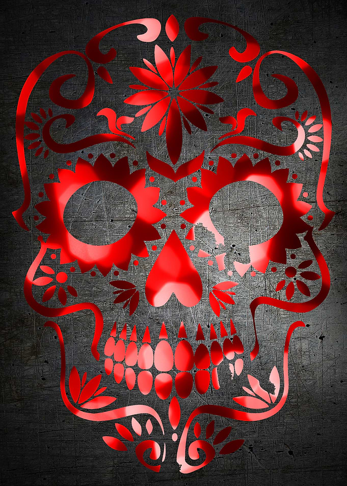 Red Sugar Skull Metallic