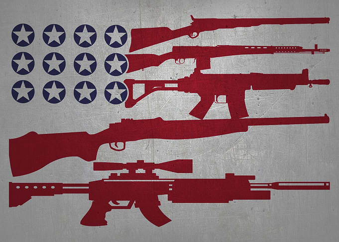 US Flag Rifle Guns Shells